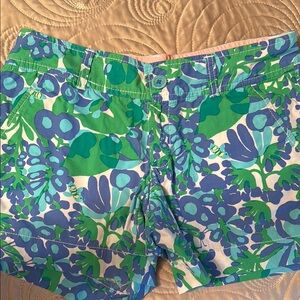 Green and Blue Floral Bermuda Shorts